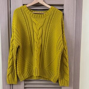One A Mustard Cable Knit Sweater